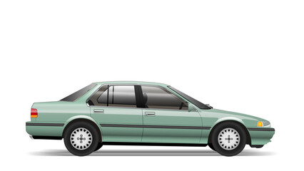 Early 1990s Mid-Size Sedan Vector Illustration in Clean Minimal Style
