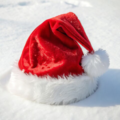 santa claus hat on snow
