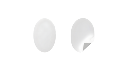 Two white round sticker mockups isolated on black: realistic adhesive labels for branding, product placement, and creative designs. (144)