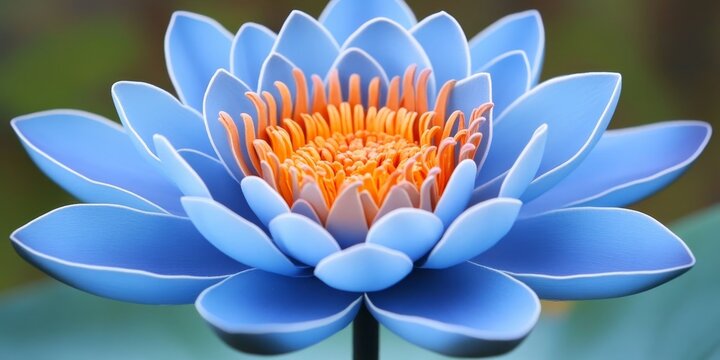 Stunning Close-Up of a Pastel Blue and Orange Lotus Flower, Showcasing Nature s Intricate Beauty