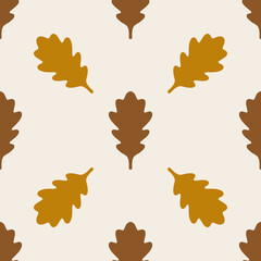 Golden Brown Oak Leaf Repeating Pattern