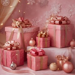 Christmas celebrating the best time and season of the year with wrapped gifts, cakes and champagne 