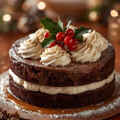 Christmas celebrating the best time and season of the year with wrapped gifts, cakes and champagne 