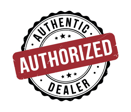 Authentic authorized dealer stamp with stars on a white background