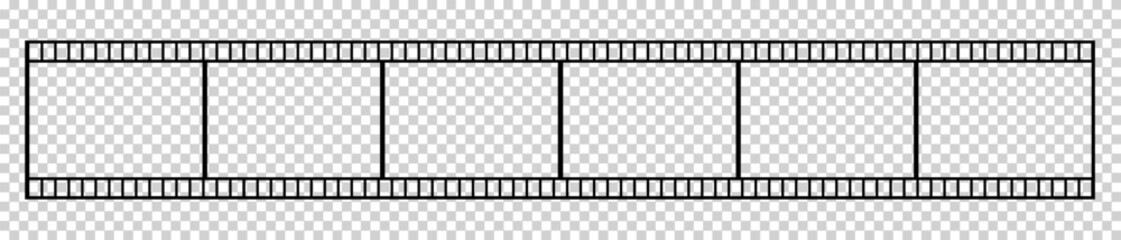 Obraz premium film strip icon used for videography elements, cinema reel. Filmstrip with frames, photo and videos for camera. Old white and black film tapes of 35mm. Realistic film strip on white background.