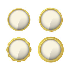 Four elegant golden labels with blank space for text on white background
