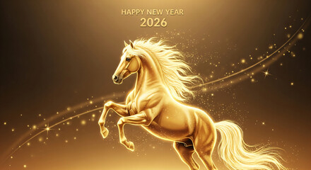 Vibrant Neon Chinese New Year 2026 – Year of the Horse. Translation: “Auspicious Year of the Horse – Lunar Year 2026 – Happy New Year, All Go Well.”
