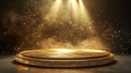 Obraz premium Golden Stage Spotlight with Glittering Effect