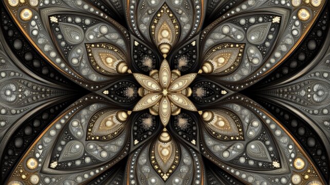 Intricate Floral Mandala Composition Pattern with Elegant Design and Detailed Abstract Ornamentation