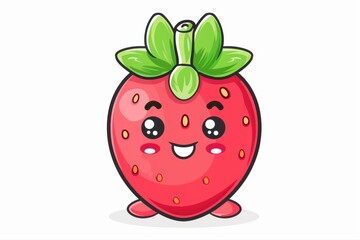 Sweet Strawberry Character Illustration Cute Cartoon Fresh Fruitful on transparent background