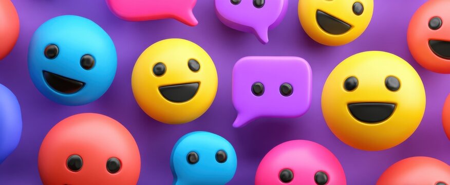 Colorful emojis convey emotions in dynamic mobile chat conversations