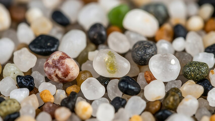 Close-Up View of Colorful Sand Grains Revealing Varied Textures and Shapes