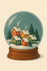 Cozy village snow globe