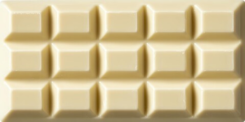 White chocolate bar with rectangular segments in a uniform grid pattern on cream background.