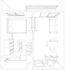 3D illustration of interior project
