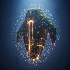 Generative AI Glowing Rock Formation with Ice Crystals Moss Cracks 3d render Blue Stone Texture Mineral Geology Element Nature Energy Power Magic Fantasy Science fiction - Download Now