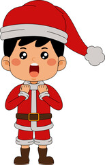Cartoon Boy character celebrating Christmas