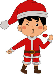 Cartoon Boy character celebrating Christmas