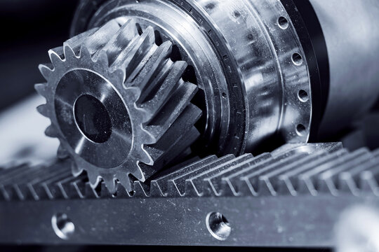 Close-up of metal gear after cnc machining process