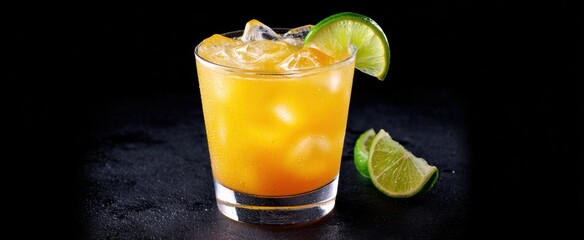 Frosted glass cradles a chilled citrus beverage evoking refreshing crispness and calm.