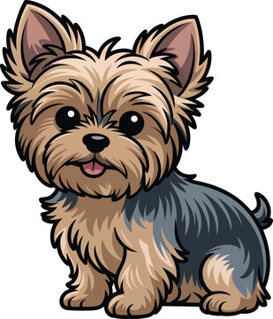 Cute cartoon a illustrator vector yorkie