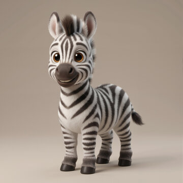 Cute 3D Baby Zebra &ndash; Adorable Cartoon Safari Animal Character