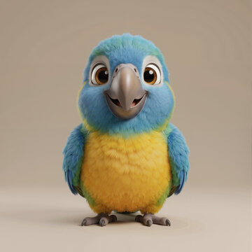 Cute Baby Parrot &ndash; Colorful 3D Cartoon Bird Character