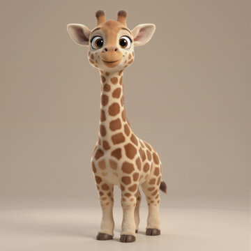 Cute Baby Giraffe &ndash; Adorable 3D Cartoon Safari Character