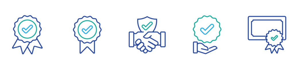 Thin line checkmark icons collection in minimal style with editable stroke for web and UI design.