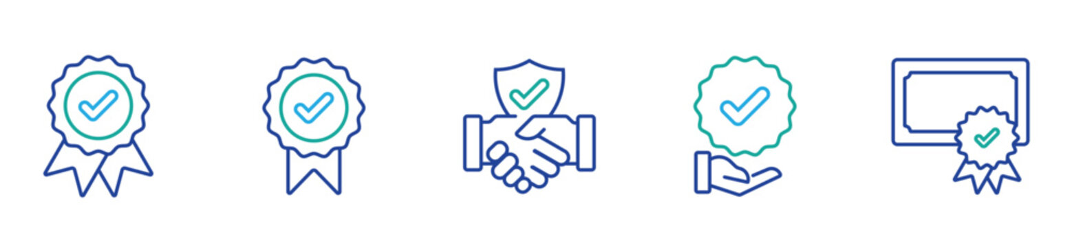 Thin line checkmark icons collection in minimal style with editable stroke for web and UI design.