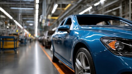 Car production process automotive factory industrial scene modern environment close-up view technology and innovation