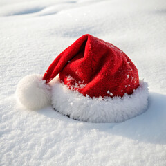 santa claus hat on snow
