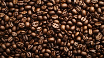 Fototapeta premium Close up of roasted coffee beans texture brown
