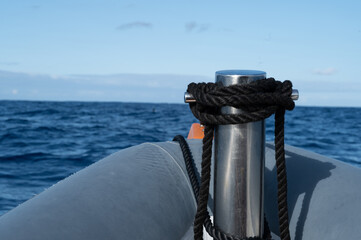 Rope and Ocean View from Zodiac Boat, Azores