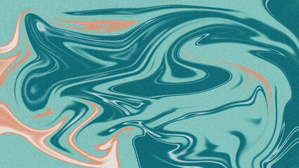 Abstract Swirling Teal and Peach Marbling with Grain Texture background