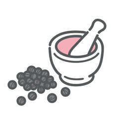 黒胡椒（ブラックペッパー）のイラスト、スパイス、温活、調味料のアイコン素材。