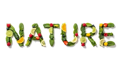 Creative Nature Typography with Fresh Fruits and Vegetables