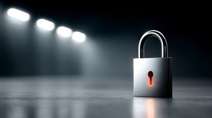 Cybersecurity Sentinel: An illuminated padlock, a beacon of security, stands prominently, symbolizing the protection of digital assets and guarding against cyber threats in the modern age. 