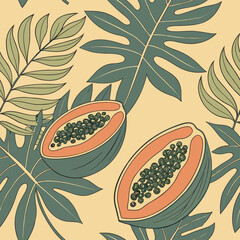 Mixed flower leaf and fruits pattern
