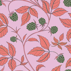 Mixed flower leaf and fruits pattern