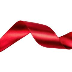 Red silk banner ribbon on white background.