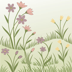 Mixed flower leaf and fruits pattern