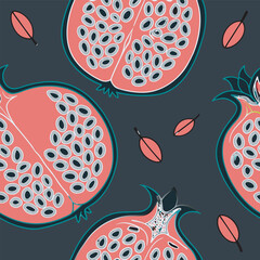 Mixed flower leaf and fruits pattern