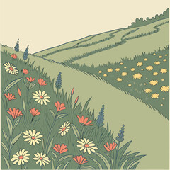 Mixed flower leaf and fruits pattern