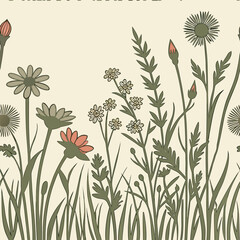 Mixed flower leaf and fruits pattern