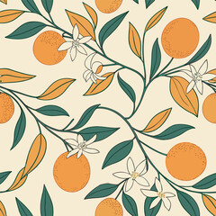 Mixed flower leaf and fruits pattern
