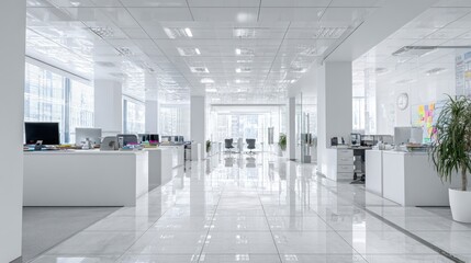 Bright and spacious contemporary open plan office space with modern amenities