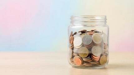 Jar full of coins, representing savings and financial growth