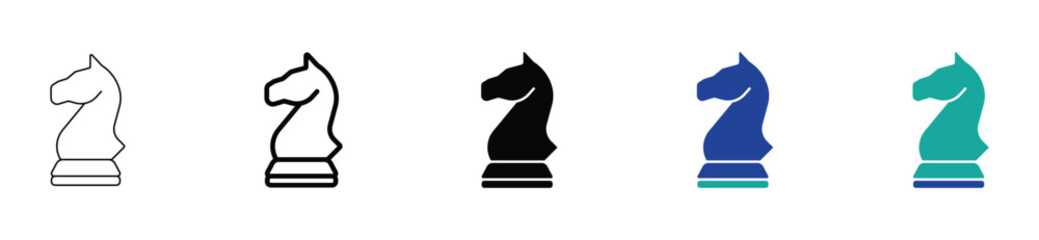 Black Knight Chess Piece Vector Illustration