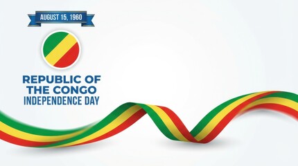 republic of the congo independence day background with round emblem of the national flag on white space bold typography with the text clean modern design copy space